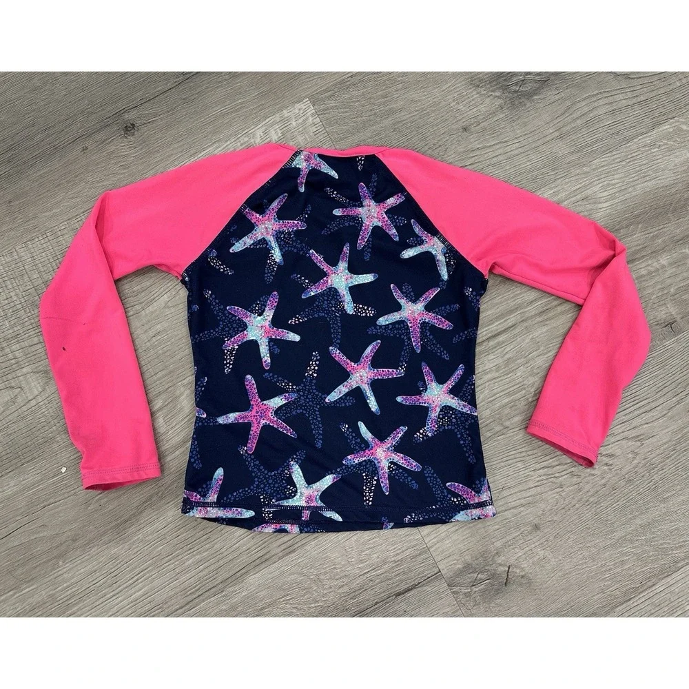 Lands End Girls 3T Starfish Swimsuit W/ Sun Shirt NWOT Pink Blue READ